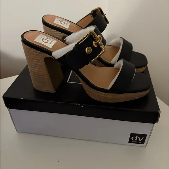 Dolce Vita Black and Tan Platform Mules - Picture 8 of 8